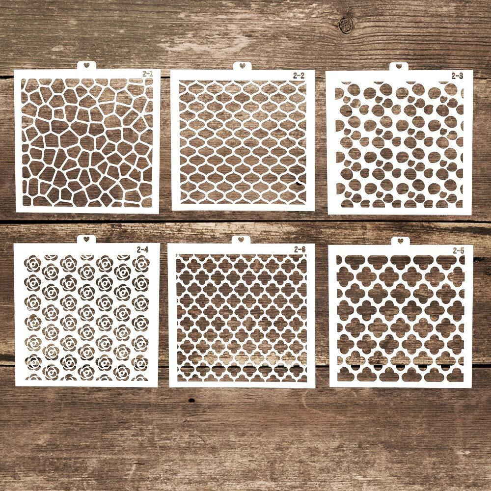 Slgift Diy Decorative Stencil Template,5.1In5.1 Inch,Set Of 6