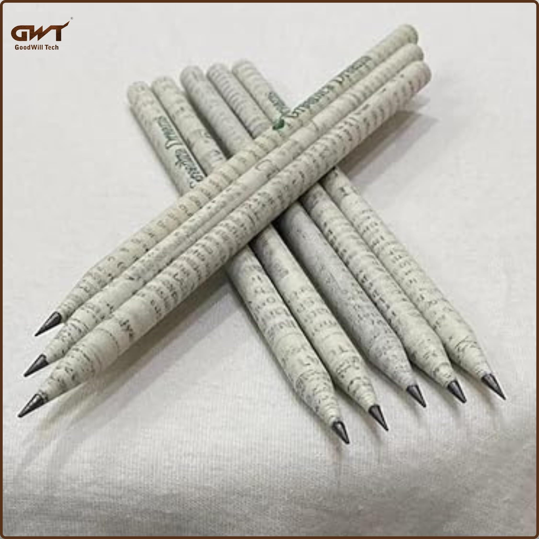 Goodwill Tech Recycled Newspaper Pencils Eco-Friendly For Kids School | Non-Toxic, Suitable For All Art & Craft, General Home, Office Or School Use, Writing, Sketching, Drawing Pack Of 20