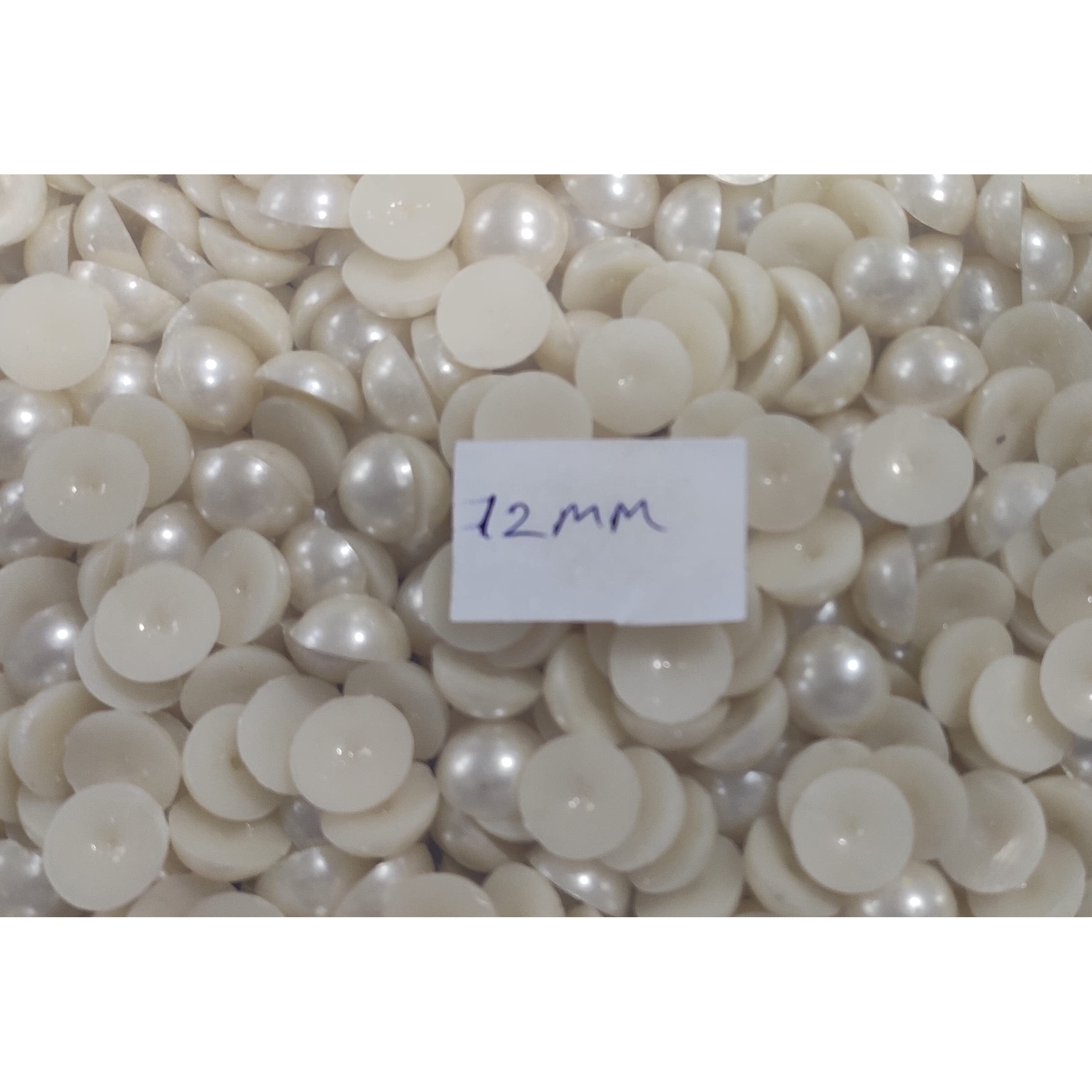 Omx Pearl Beads Half Cut, Off White(12 Mm Diameter, Set Of 300 Beads) Acrylic Plastic