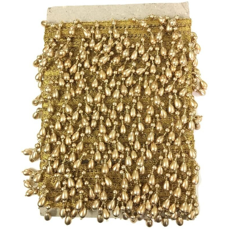 Dasync Golden Beads Tassel Latkan Hanging,Fringe,Zari Jhallar Laces&Border Material Zhallar Dresses,Blouse,Dupatta,Sari,Choli,Chunni,Sarees,Lehenga,Suits,Curtains,9 Meters