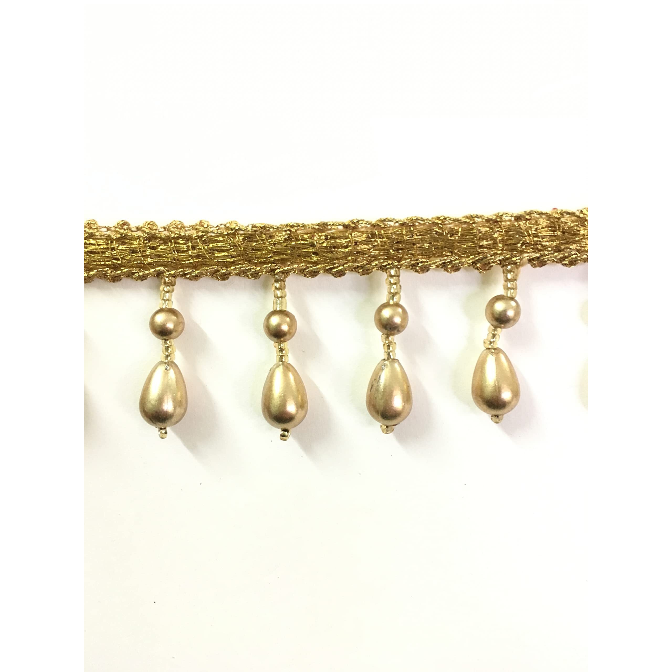 Dasync Golden Beads Tassel Latkan Hanging,Fringe,Zari Jhallar Laces&Border Material Zhallar Dresses,Blouse,Dupatta,Sari,Choli,Chunni,Sarees,Lehenga,Suits,Curtains,9 Meters