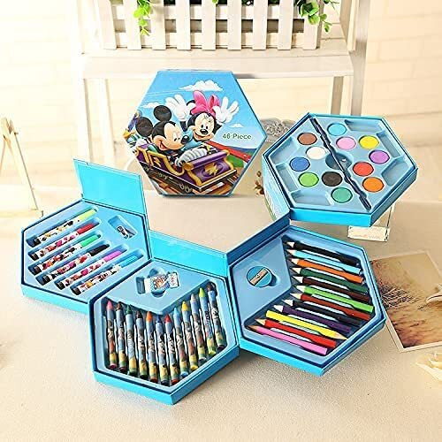 Dharmisho 46-Piece Drawing Art Set For Kids  Watercolor Pencils, Crayons, Sketch Pens  Perfect For Birthday Return Gifts & Creative Color Kit (Multicolor)