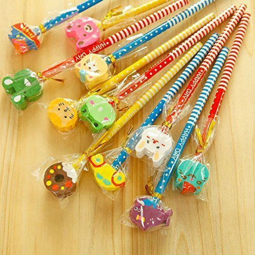 Parteet Cartoon Printed Pencils With Eraser For Kids (Pack Of 24)