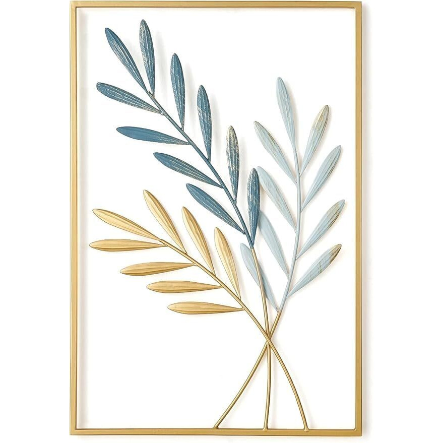Matson Gold Metal Wall Art Decor,Gold Leaf Wall Hanging Decoration, Metal Wall Art Home Decor For Living Room Office Bedroom Hotel