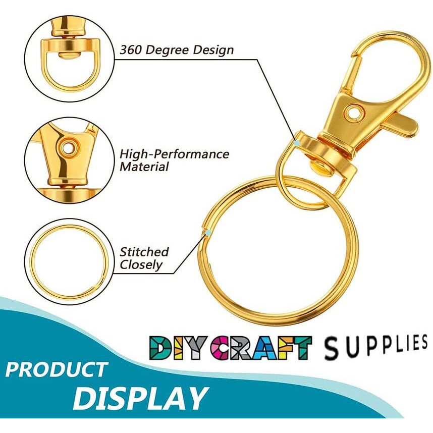 Diy Crafts 5 Pcs, Gold, Swivel Clasps Lanyard Snap Hooks Keychain Clip Hook With D Rings And Slide Buckle For Purses Keychain Lan(5 Pcs, Gold)