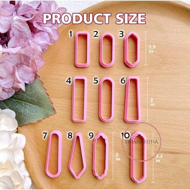 Dhanishtha | Polymer Clay Cutters Geometric Long Shapes Clay Cutters | Clay Tools Cutters | Clay Jewelery Earing Making Tools | Color May Vary | Set Of 10 |