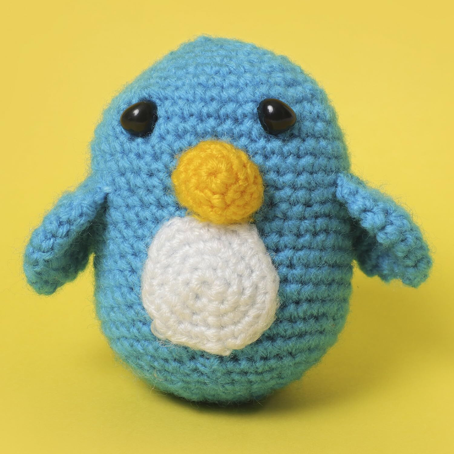 Tok The Original Knit Beginner's Crochet Kit- Penguin - Blue White & Yellow, Yarn