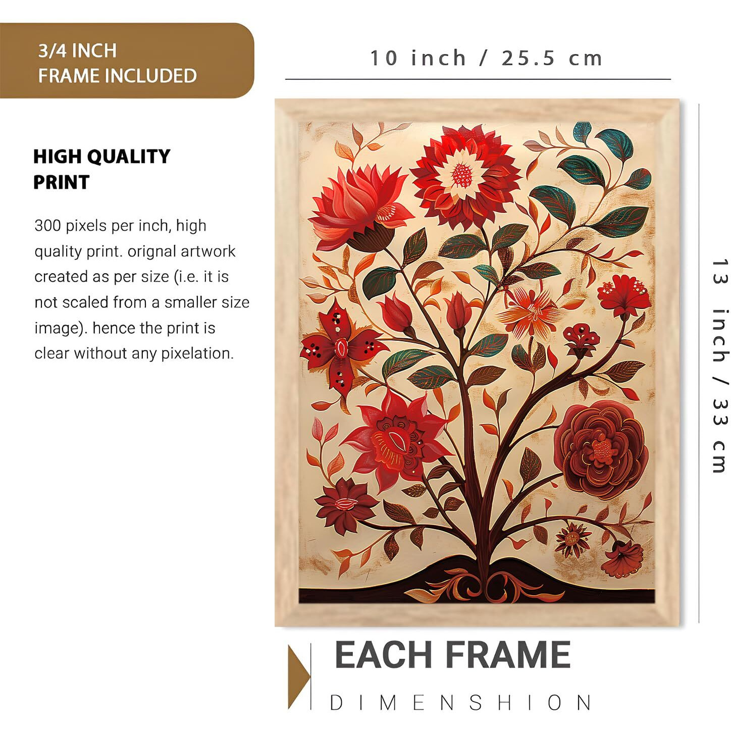 Artifly Decor Engineered Wood - Pichwai Paintinng Framed Wall Painting For Living Room Bedroom Office Room Decor - Premium Digital Pichwai Art Paintings With Frame For Home Decor&Wall Decor(F,10X13)