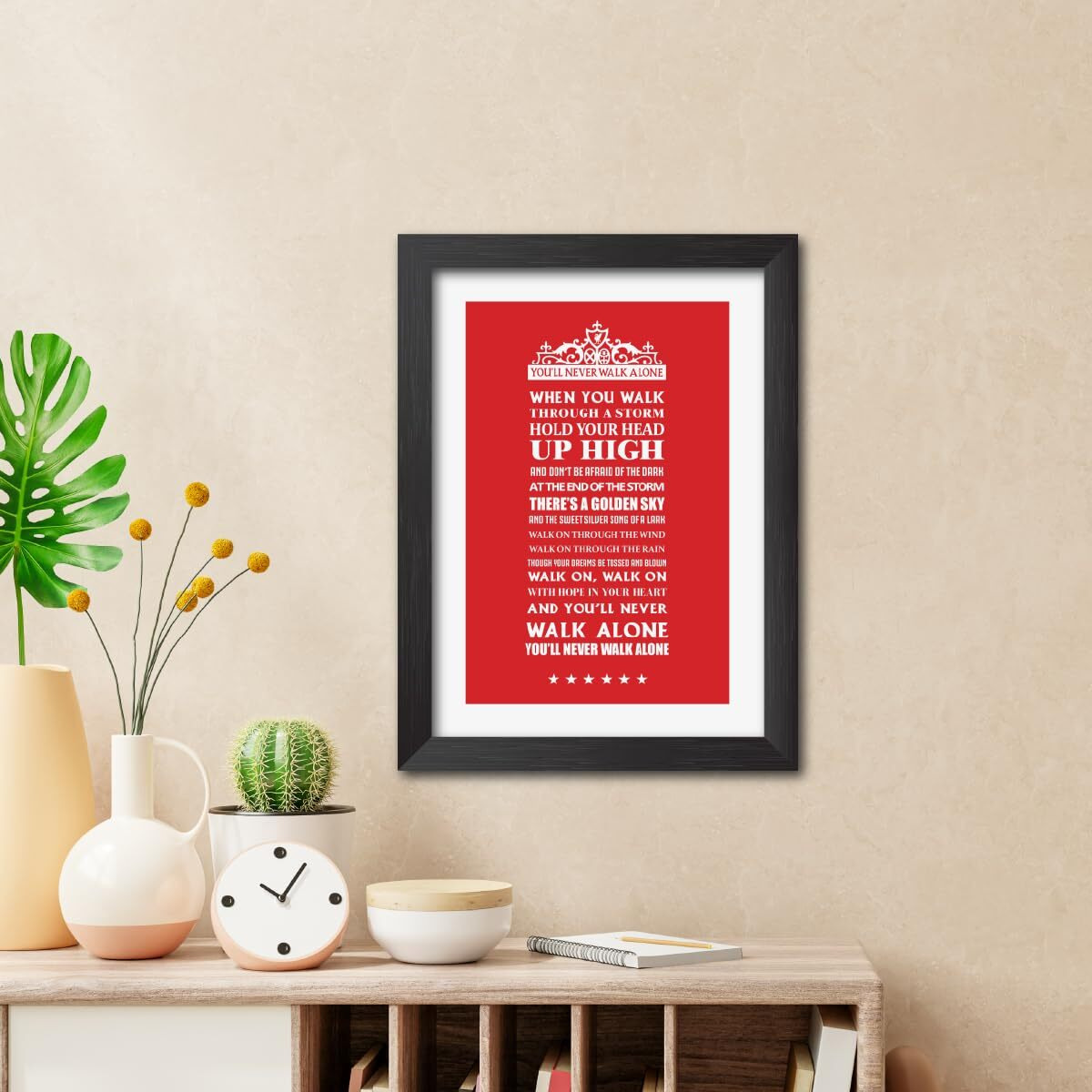 Tenorarts Liverpool Football Club You'Ll Never Walk Alone Laminated Poster Framed Paintings With Matt Finish Black Frames (9 X 12 Inches)