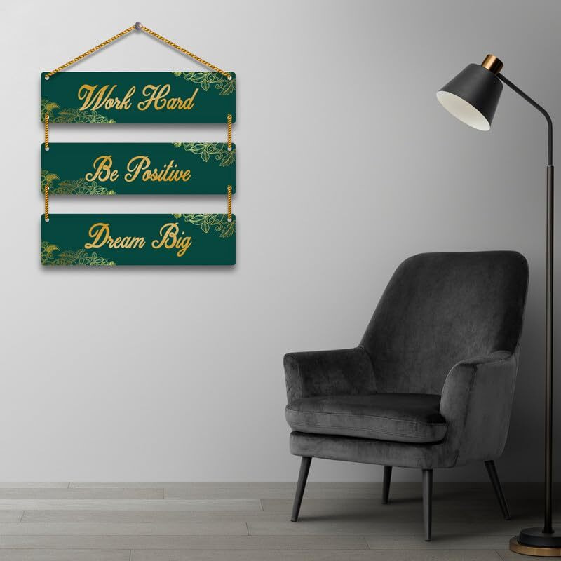 Yey Wooden Wall Hanging For Home Decor | Office | Living Room | Bedroom | Quotes Decorative Items (3 Piece Wall Hanging, Multicolor) (Work Hard)