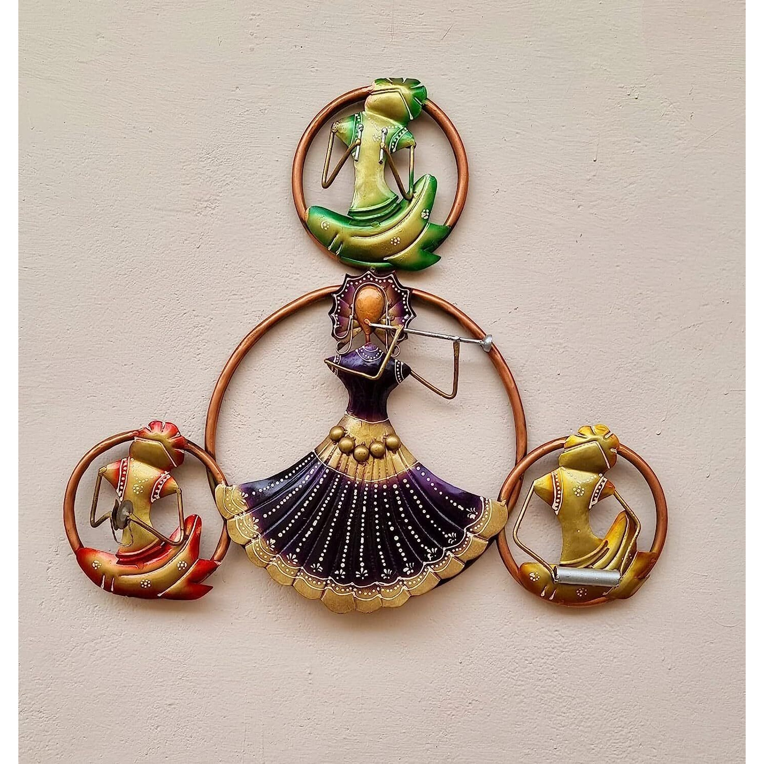 Rsn Antique 4 Musician Doll Metal Frame Wall Dcor Entrance, Wall Hanging For Living Room, Wrought Iron, Wall Art Decor Hanging For Home Decoration Living Room, Bedroom, Home, Office, Hotel (Size 22X27In)