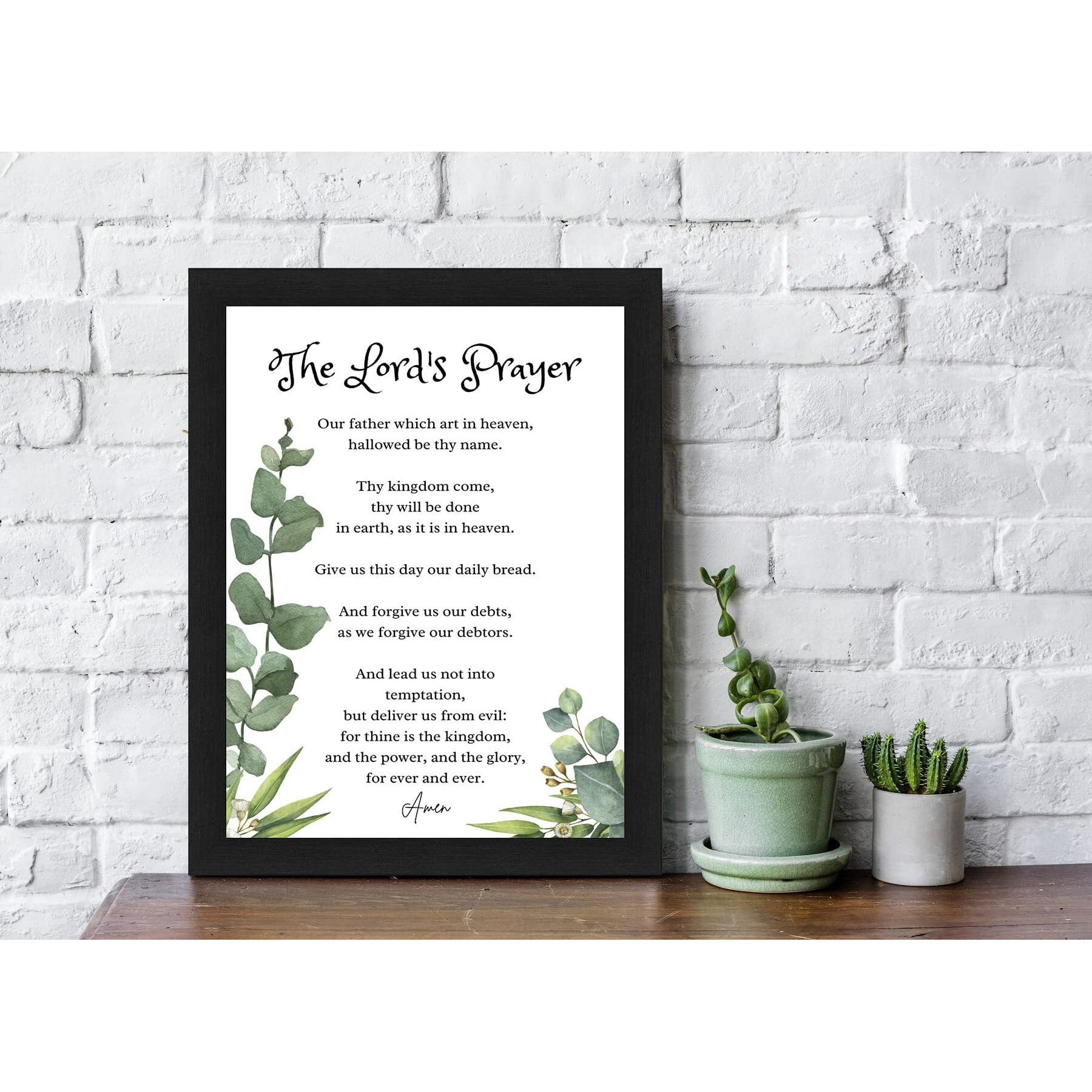 Interio Crafts The Lord's Prayer - Bible Verse Wall Frames For Home Or Office Wall Decor - Printed God's Prayer With Frame - Synthetic Wood - 13 X 10 Inches