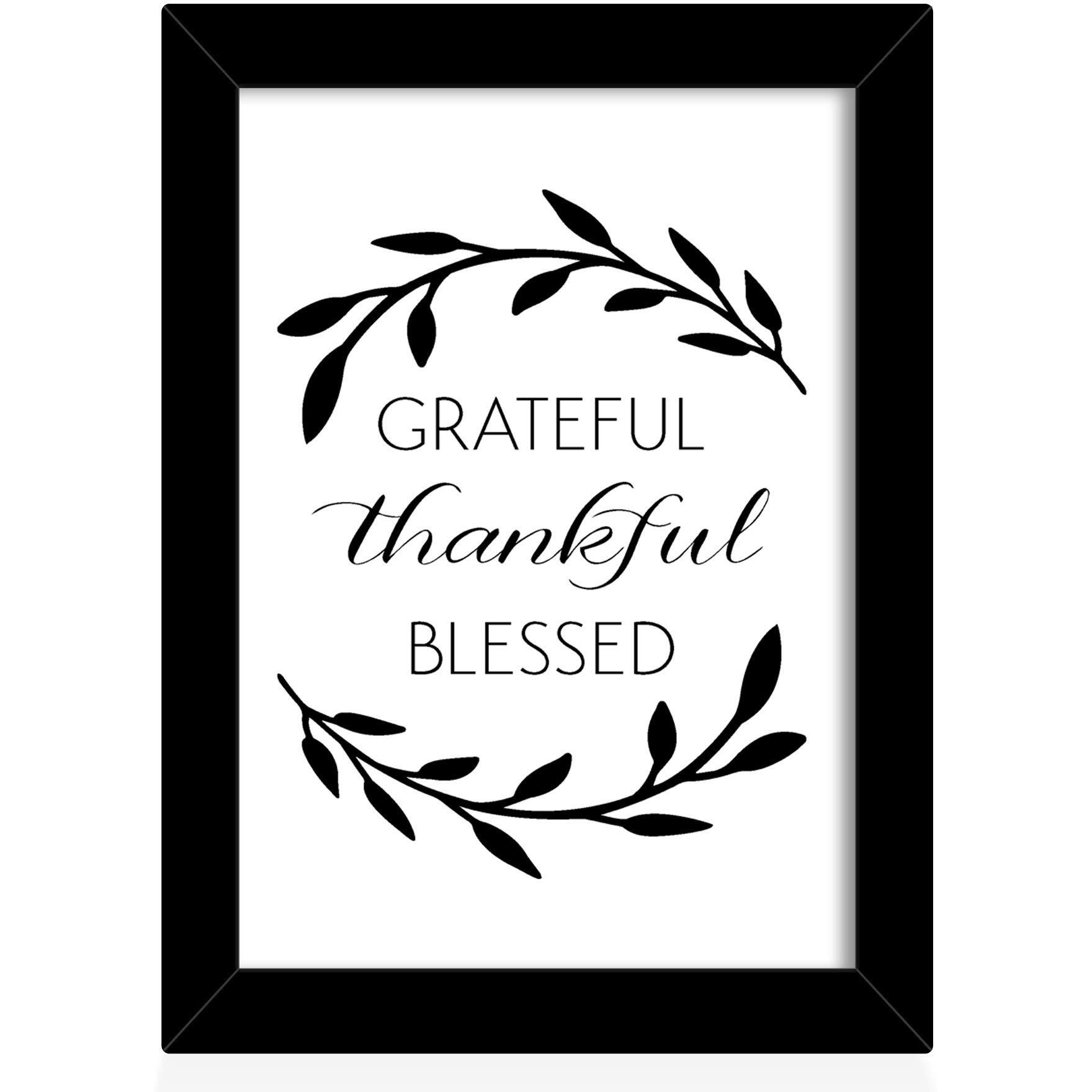 Tied Ribbons Grateful Thankful Blessed Printed Inspirational Quote Framed Poster (25.9 X 34.5 Cm, Multicolour)