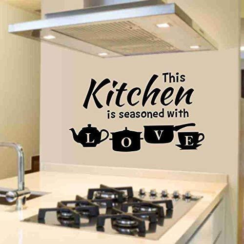 Kreepo This Kitchen Is Seasoned With Love- Vinyl Wall Sticker Art For Cafe, Restaurants, Kitchen , Black