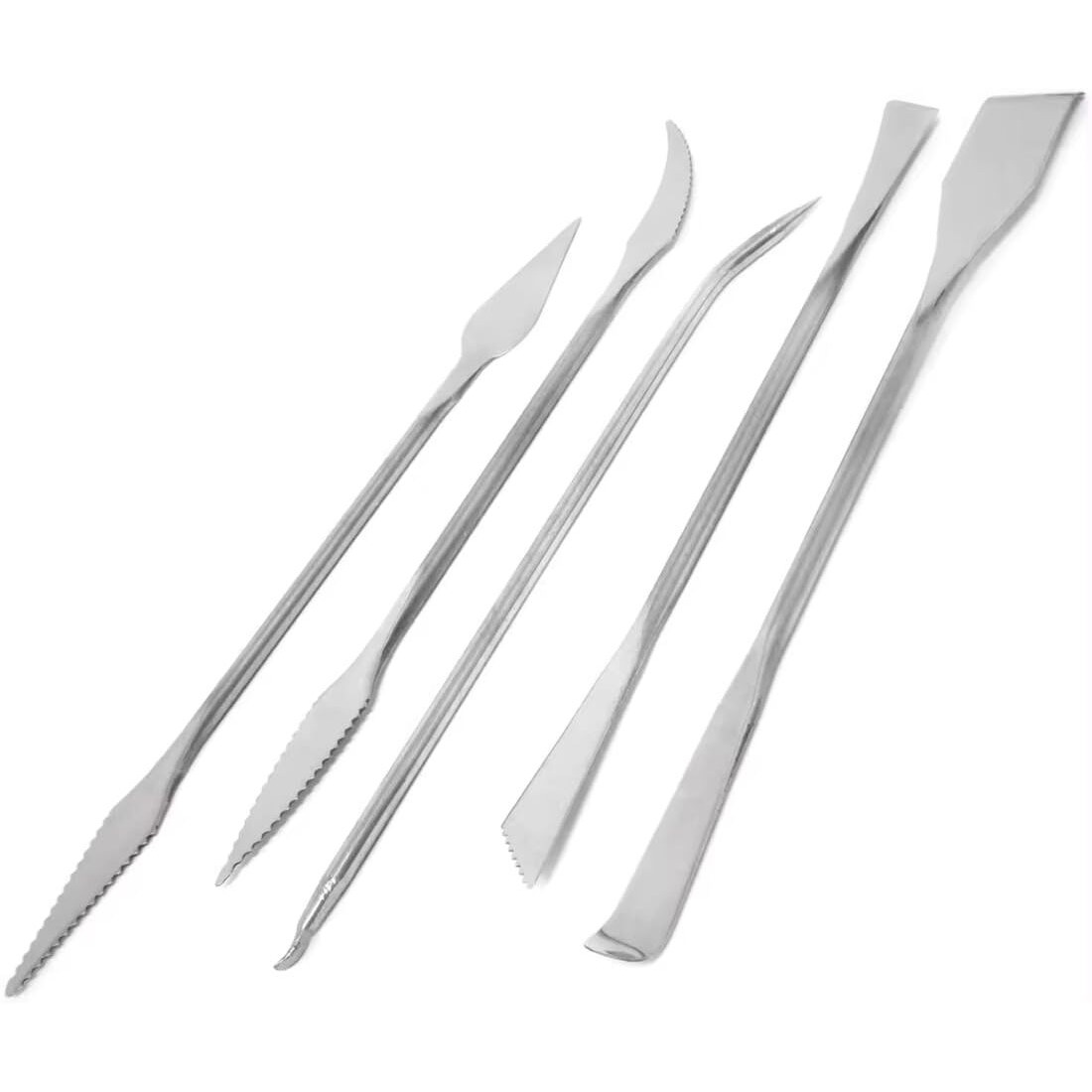 Oytra Clay Sculpting Tools Set Of 5 Stainless Steel Art And Craft Tool Dual Headed For Pottery Ceramics Carving Cutting Sculpture Crafting For Beginners Artists Professionals