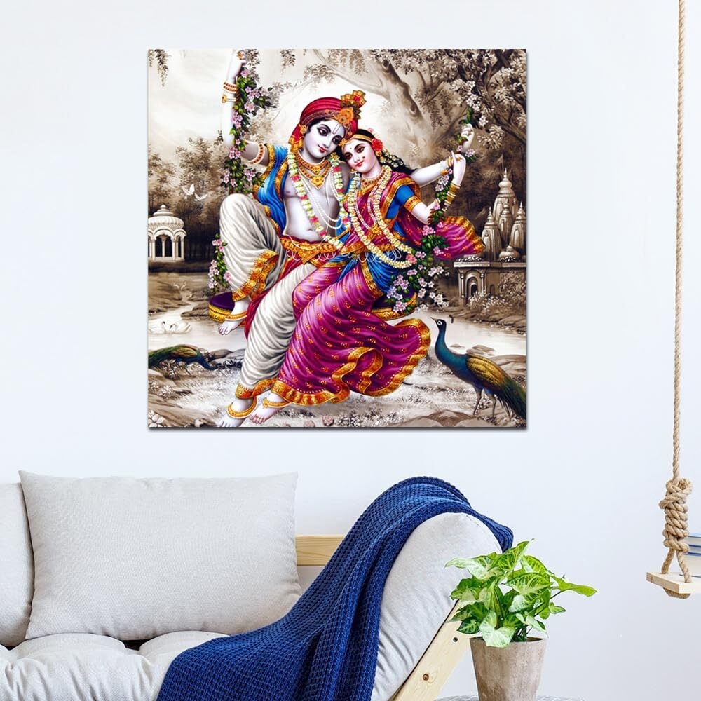 Maxstone Radha Krishna Wall Painting (55.88 Cm X 55.88 Cm) For Living Room,Office,Home,Bedroom Large Painting Home Decoration Wall Painting