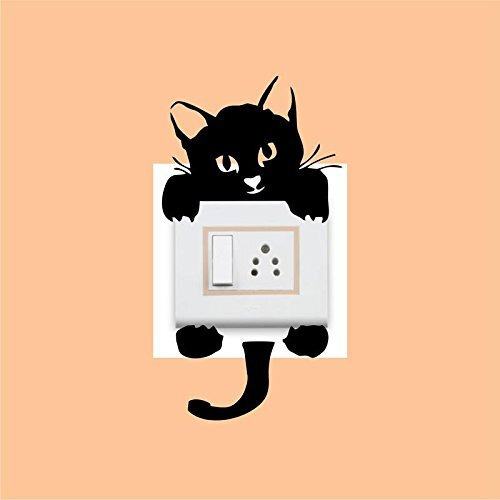 Stickersyard Lovely Cat Wall Decal Switchboard Sticker(Color- Black Pvc Vinyl Matte,Sheet Size- 25Cm X 25Cm) (Set Of 4)