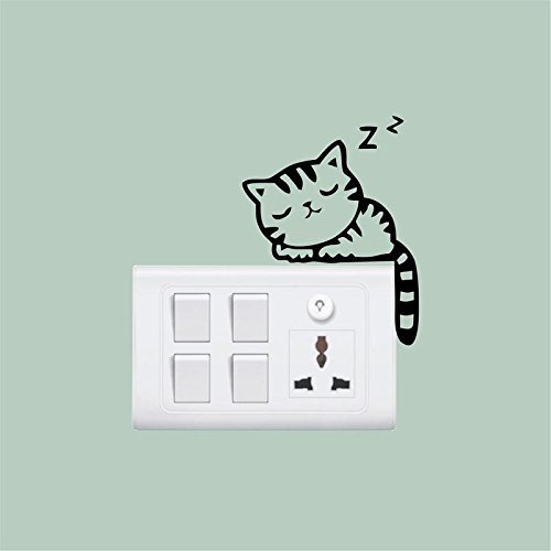 Stickersyard Lovely Cat Wall Decal Switchboard Sticker(Color- Black Pvc Vinyl Matte,Sheet Size- 25Cm X 25Cm) (Set Of 4)