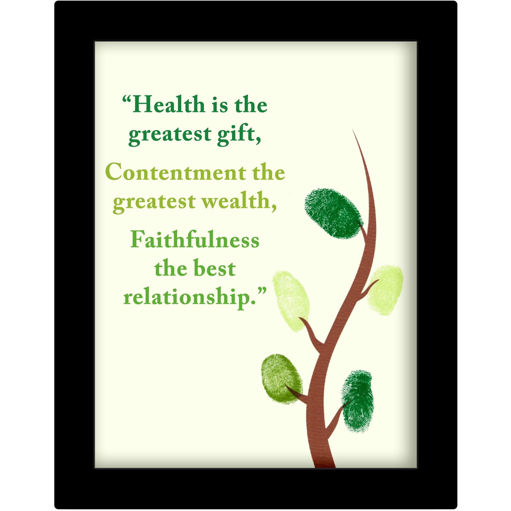 Tied Ribbons Health Is The Greatest Gift Inspirational Wall Poster For Girls Bedroom With Frame(13.6 Inch X 10.2 Inch) (Black)