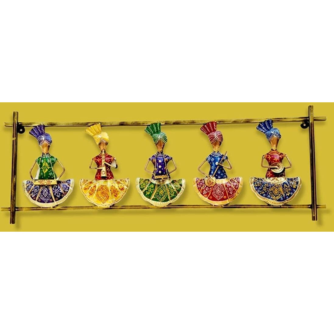 Anshika International Antique 5 Musician Doll Metal Wall Art Frame, Wall Hangings For Home Decoration, Wall Sculpture For Living Room, Wall Hanging Decorative Items (Size 40X15In)