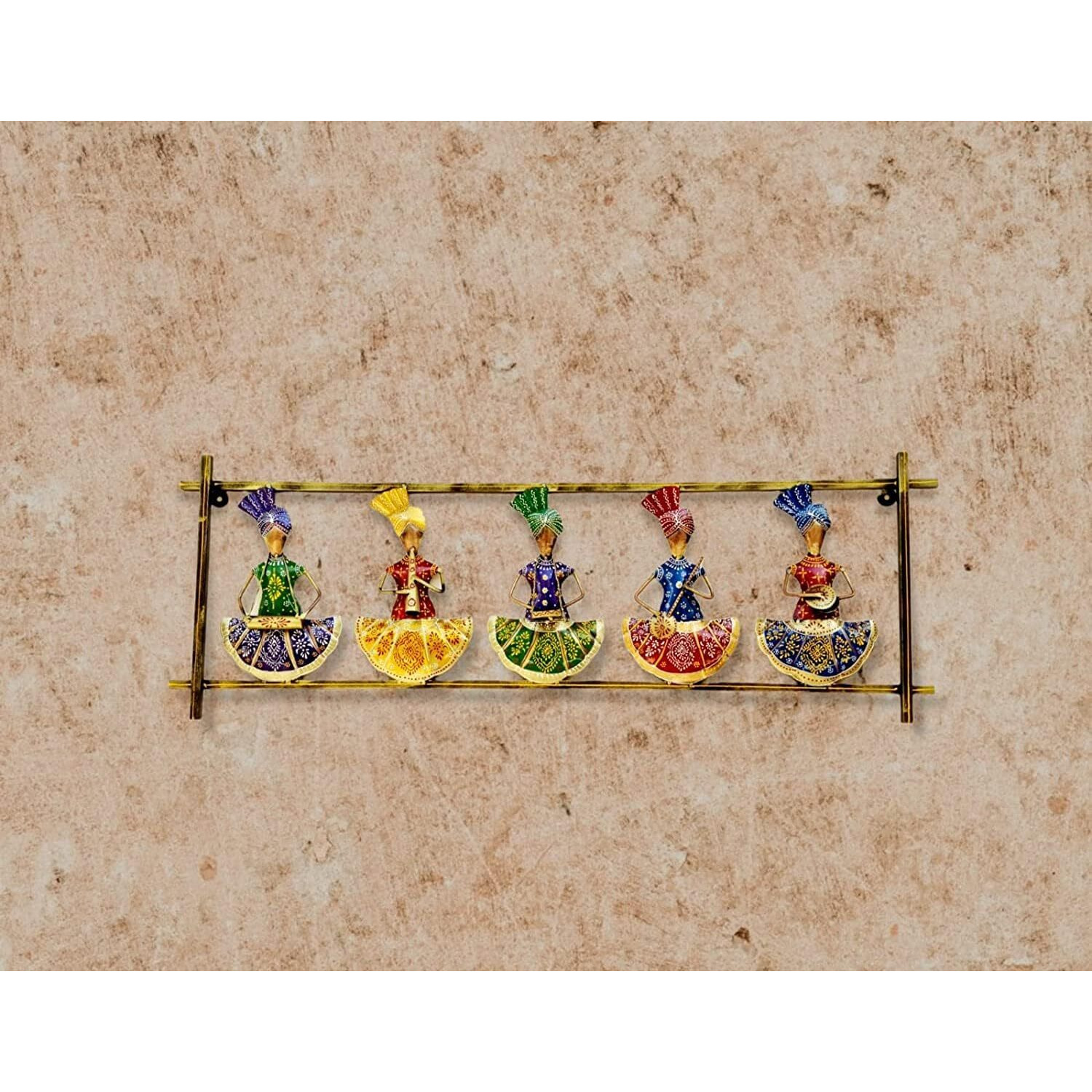 Anshika International Antique 5 Musician Doll Metal Wall Art Frame, Wall Hangings For Home Decoration, Wall Sculpture For Living Room, Wall Hanging Decorative Items (Size 40X15In)