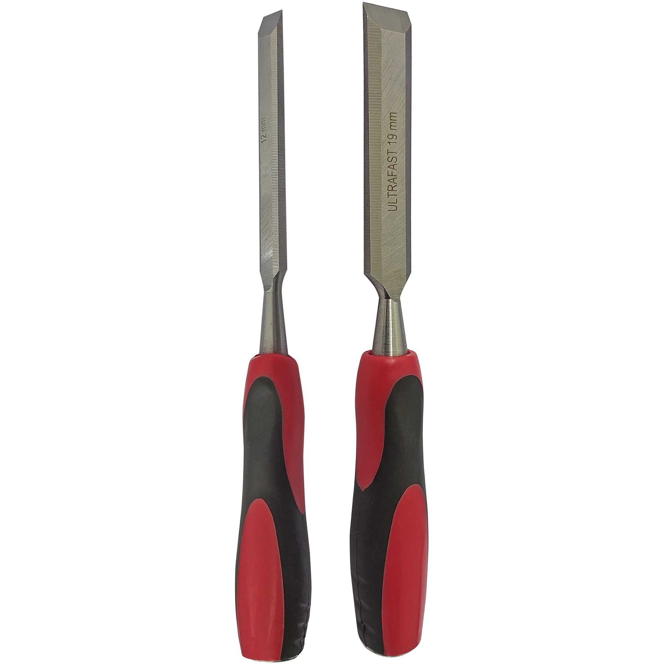 Dumdaar 12Mm 19Mm Wood Carving Hand Chisel Combo Chrome Vanadium Steel Rubber Grip Bevel Chisel Set ()
