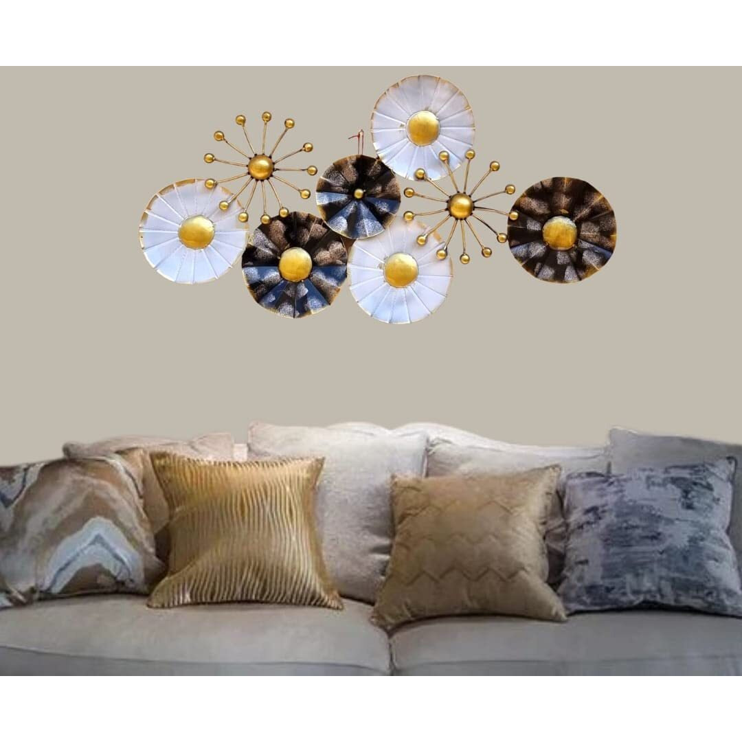 Anshika International Vintage Multi Flower Metal Wall Art Frame, Wall Hangings For Home Decoration, Wall Sculpture For Living Room, Wall Hanging Decorative Items (Size 35X18 In)
