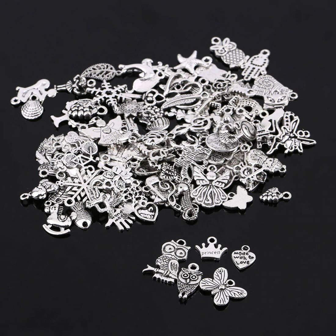 Diy Crafts Pack Of 1 Set 100X1, Random Mixed Tibtan Silver Beads, 100Pcs/Lot Random Mixed Tibtan Silver Beads Charms Pendants For Diy Jewelry M(Pack Of 1 Set 100X1, Random Mixed Tibtan Silver Beads)