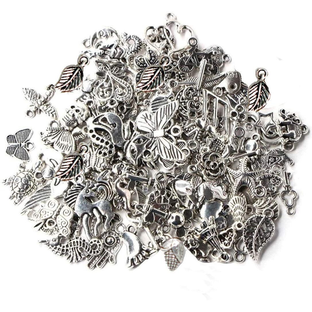 Diy Crafts Pack Of 1 Set 100X1, Random Mixed Tibtan Silver Beads, 100Pcs/Lot Random Mixed Tibtan Silver Beads Charms Pendants For Diy Jewelry M(Pack Of 1 Set 100X1, Random Mixed Tibtan Silver Beads)