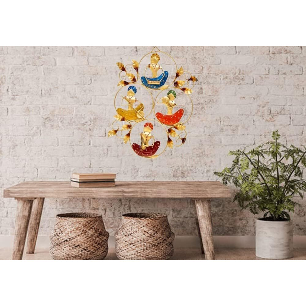 Anshika International Antique 4 Musician Metal Wall Art Frame, Wall Hangings For Home Decoration, Wall Sculpture For Living Room, Wall Hanging Decorative Items (Size 24X17In)
