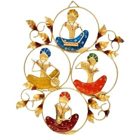Anshika International Antique 4 Musician Metal Wall Art Frame, Wall Hangings For Home Decoration, Wall Sculpture For Living Room, Wall Hanging Decorative Items (Size 24X17In)