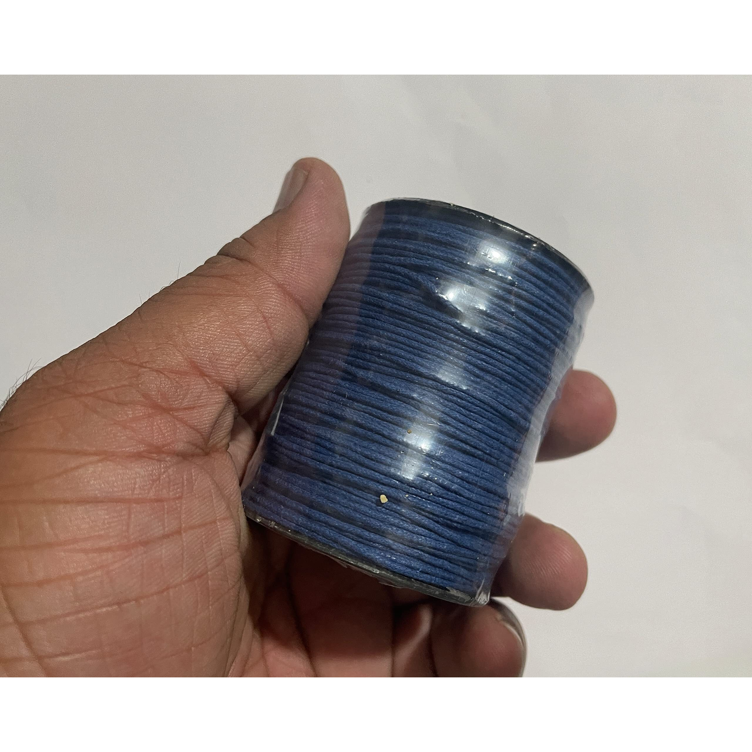 Omx Navy Blue Waxed Cotton Braided Cord Wax Polished Macrame Beading Artisan String 100 Mtr Spool (1Pc, 1 Mm)