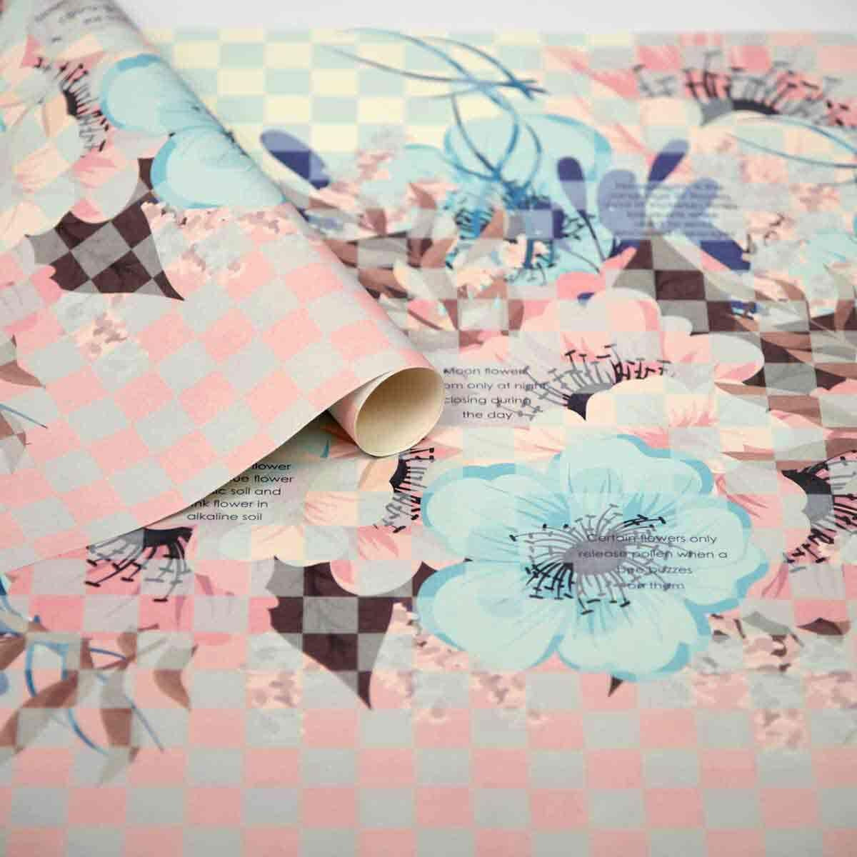 Evince Floral Gift Wrapping Paper | Soft Colorful Pink Blue Floral Wraps Anniversary Eid Christmas For Him Her Adults Kids Birthday Friendship Day | Set Of 5 Recyclable Sheets 70 X 50 Cms