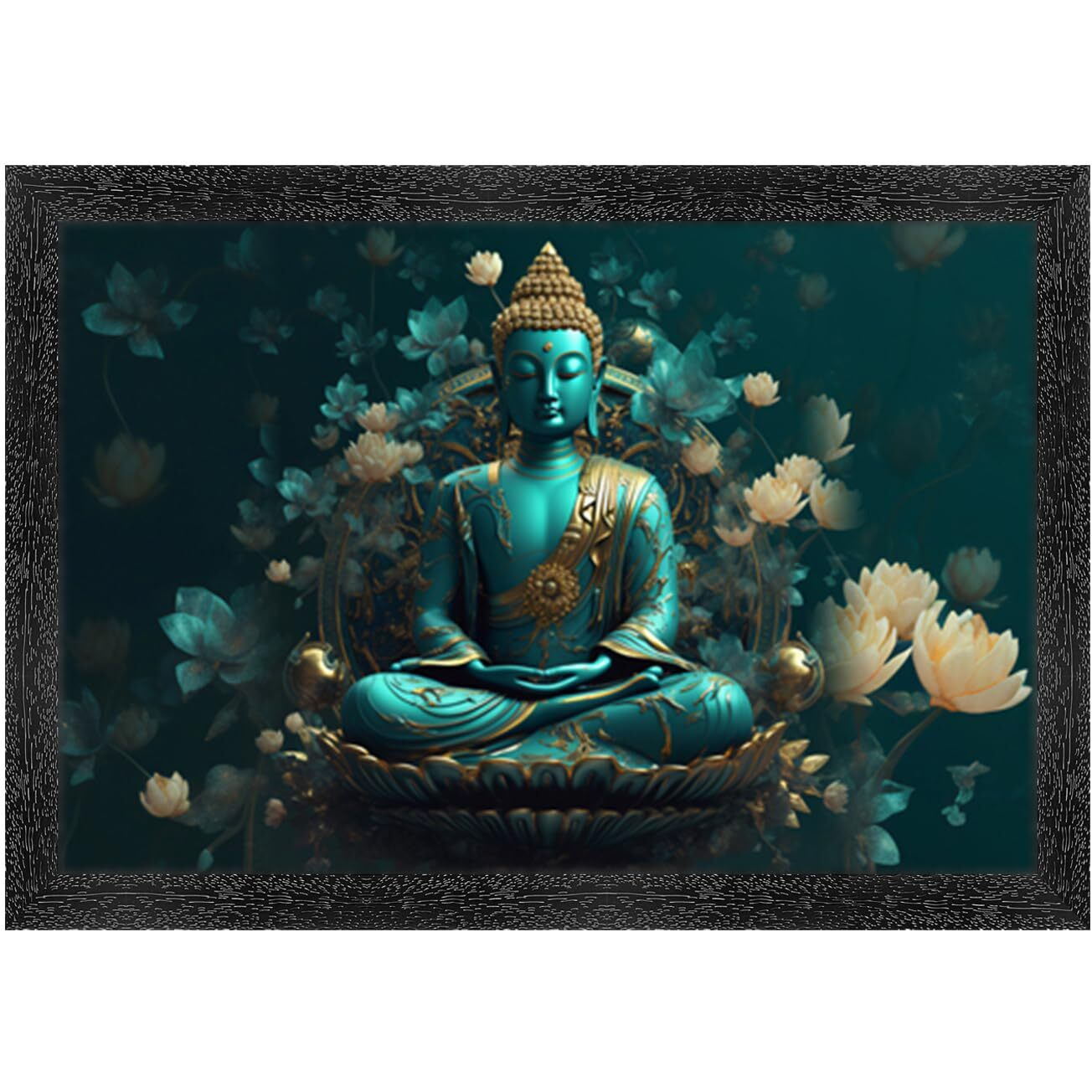 Dharvika Innovations Buddha Paintings For Living Room With Frame | Buddha Photo Frame | Buddha Painting - 2021 (1420 Inch) (Design 22)