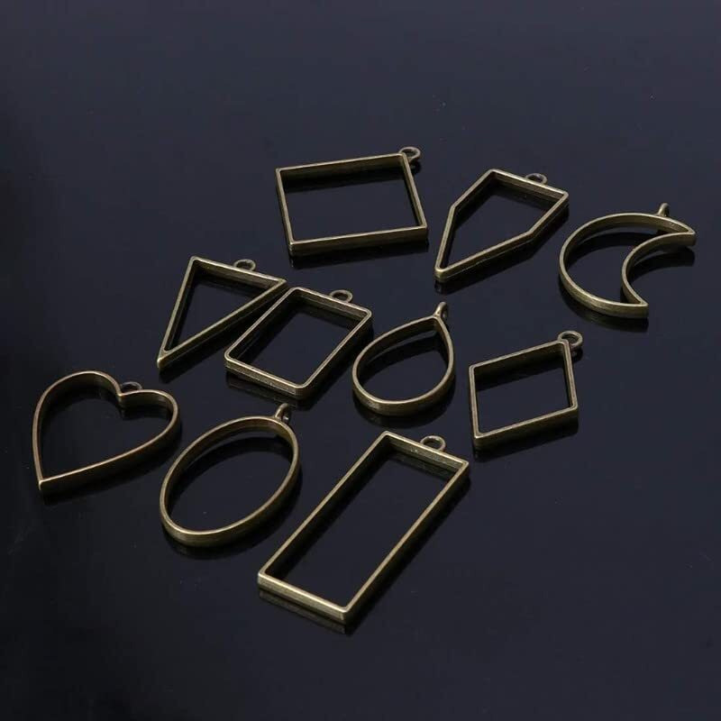 Diy Crafts Pack Of 20 Pcs, Silver Package Include As Title, 20 Pcs, Silver Assorted Geometric Hollow Pressed Flower Frame Pendant Resin Jewe(Pack Of 20 Pcs, Silver Package Include As Title)