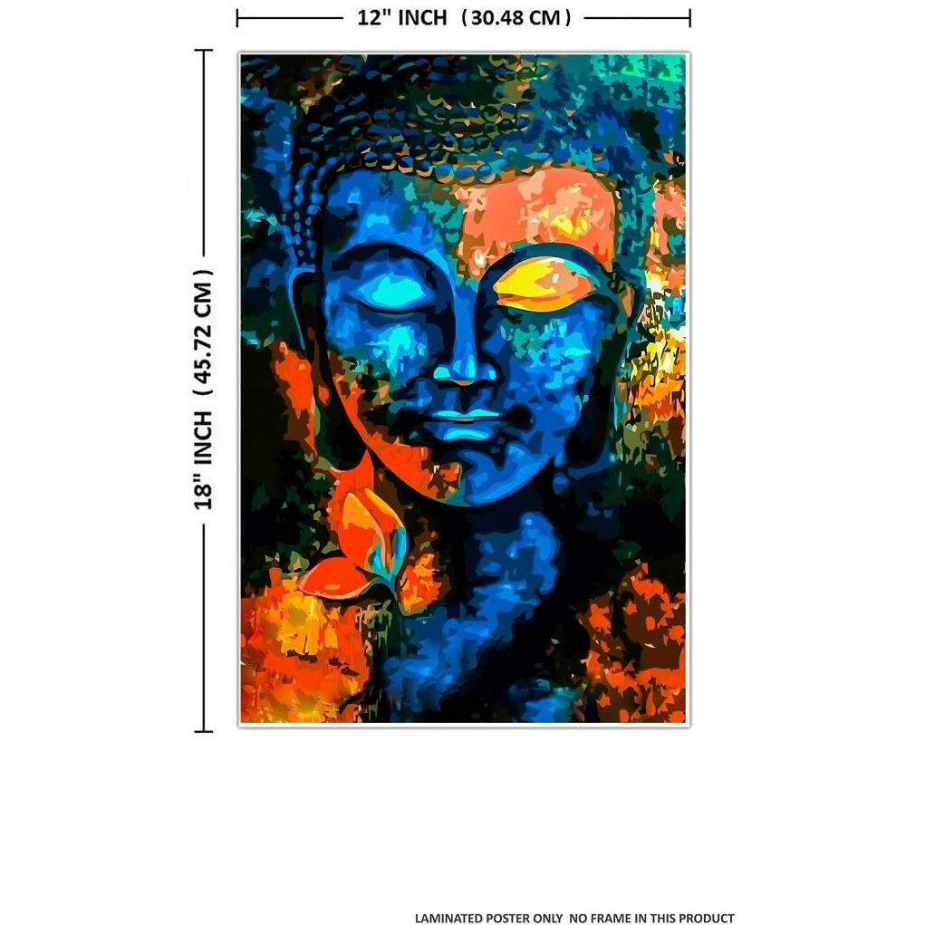 Printnet Religious God Buddha 300Gsm Thick Paper, Laminated Hd Poster (12X18-Inch, Multicolour) - Pack Of 4