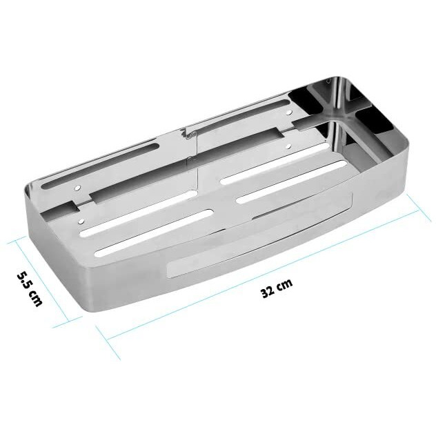 Zap Rectangle Stainless Steel Shelf With High Gardails, Smooth Edges, Solid Pattern, With Screw Set