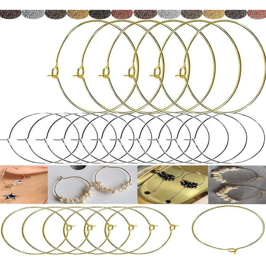 Diy Crafts 30 Pcs, Nickel, Wine Glass Charm Rings Open Earring Beading Hoop Party Favor For Beading & Jewellery-Making Silver/Gold/Nicel/Mehandi (30 Pcs, Nickel)