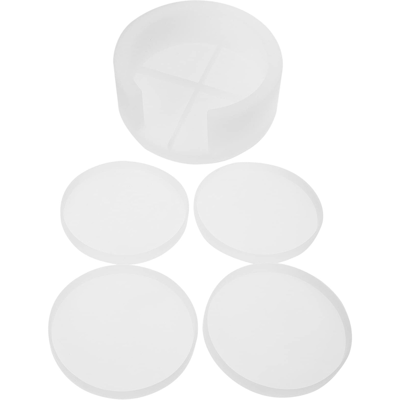 Heallily Coaster Resin Molds 3D Round Silicone Epoxy Resin Casting Molds With Holder Mold Art Crystal Epoxy Mold -Pack Of 1