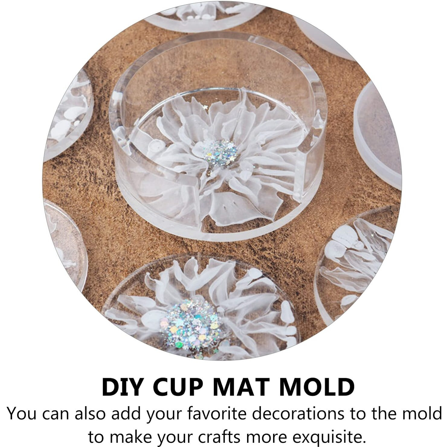 Heallily Coaster Resin Molds 3D Round Silicone Epoxy Resin Casting Molds With Holder Mold Art Crystal Epoxy Mold -Pack Of 1