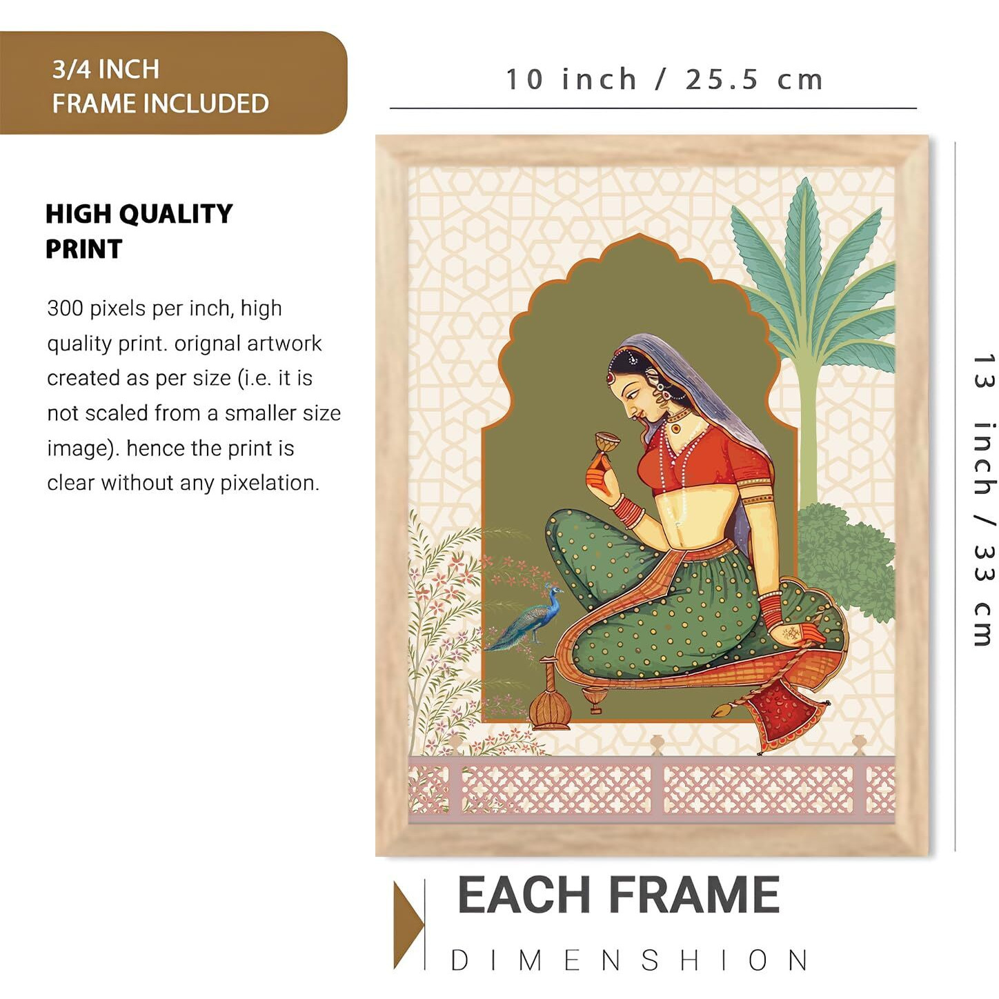 Artifly - Pichwai Art Framed Wall Painting For Living Room Bedroom Office Room Decor - Premium Pichwai Paintings For And Wall Decor (Design 4, 10X13 Inch, Standard Packaging)