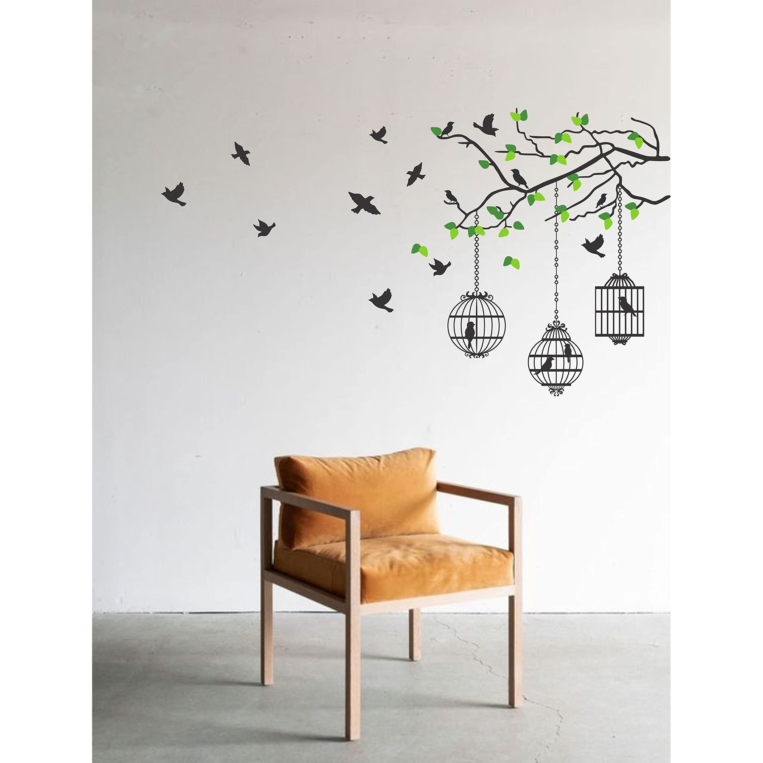 Dreamkraft Flying Bird With Cage Wall Sticker | Eye Catching Wallpaper For Home Decor (Multicolor, Pvc Vinyl, 76 X 136 Cm)