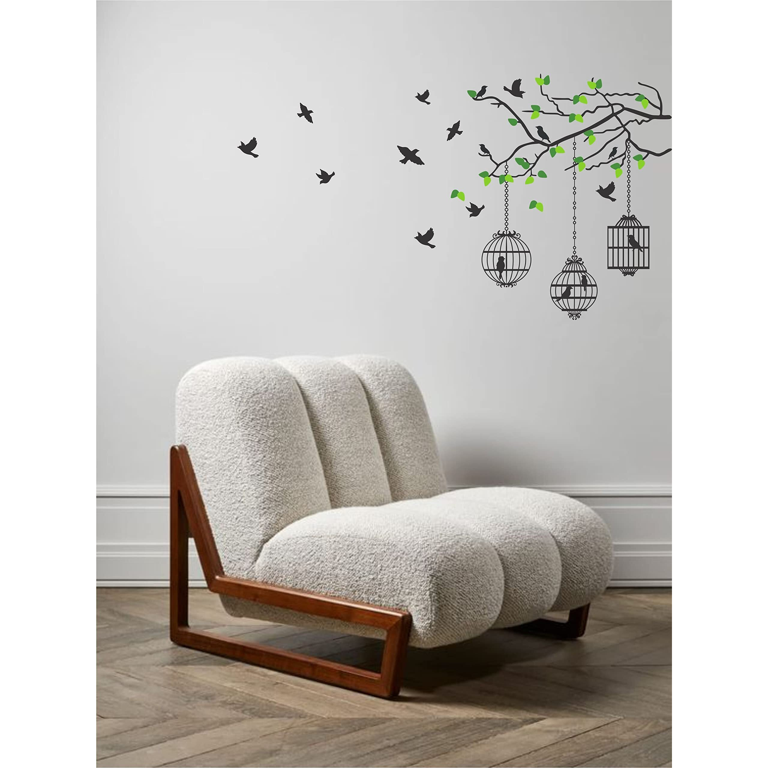 Dreamkraft Flying Bird With Cage Wall Sticker | Eye Catching Wallpaper For Home Decor (Multicolor, Pvc Vinyl, 76 X 136 Cm)