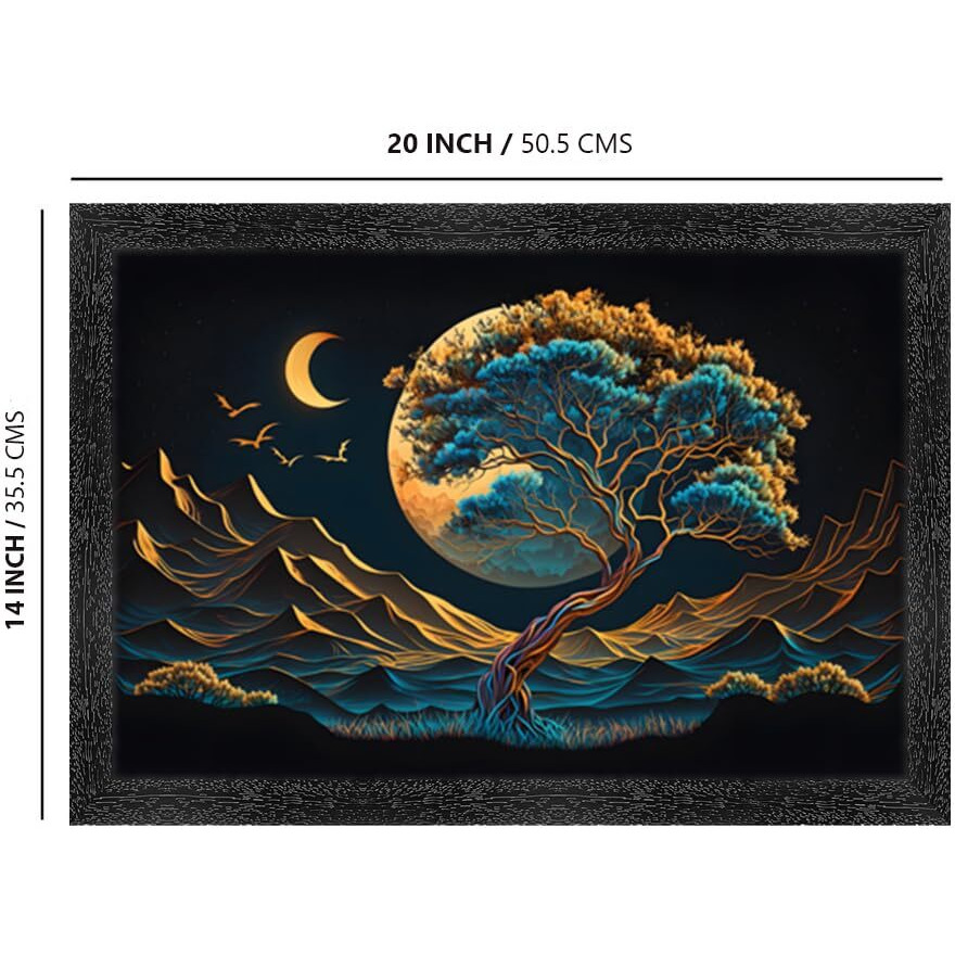 Dharvika Innovations 3D Scenery Painting For Living Room | Wall Decoration Photo Frame - 22786 (14X20 Inch)