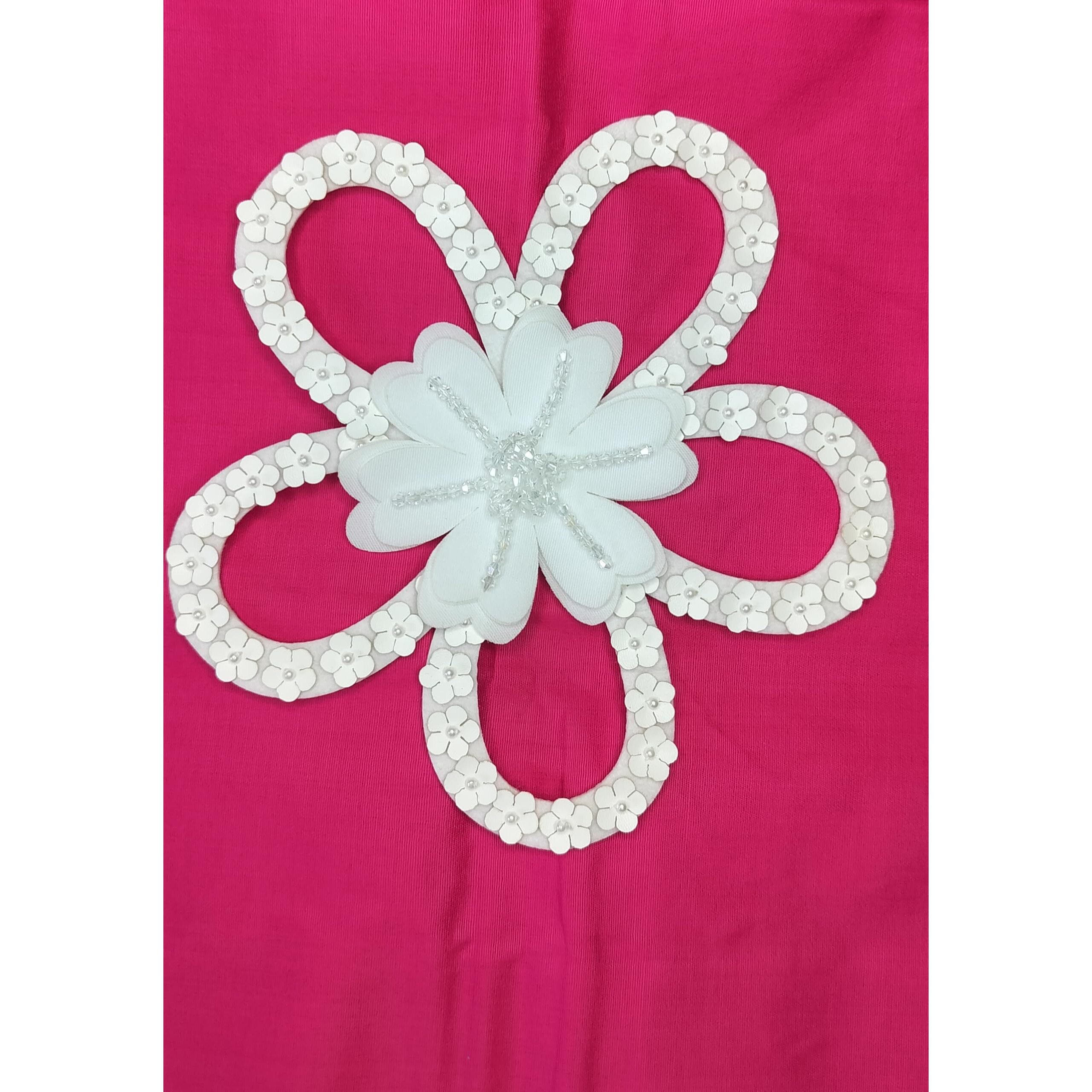 Sync Very Big White Patch Decoration 21 Cm Flower Patch For Clothes Stone Beads Flowers Craft Artificial Blouse Hair Dresses Dupatta Suits, Sarees Gowns 1 Piece Flower Diy Suits Dupatta Kurti