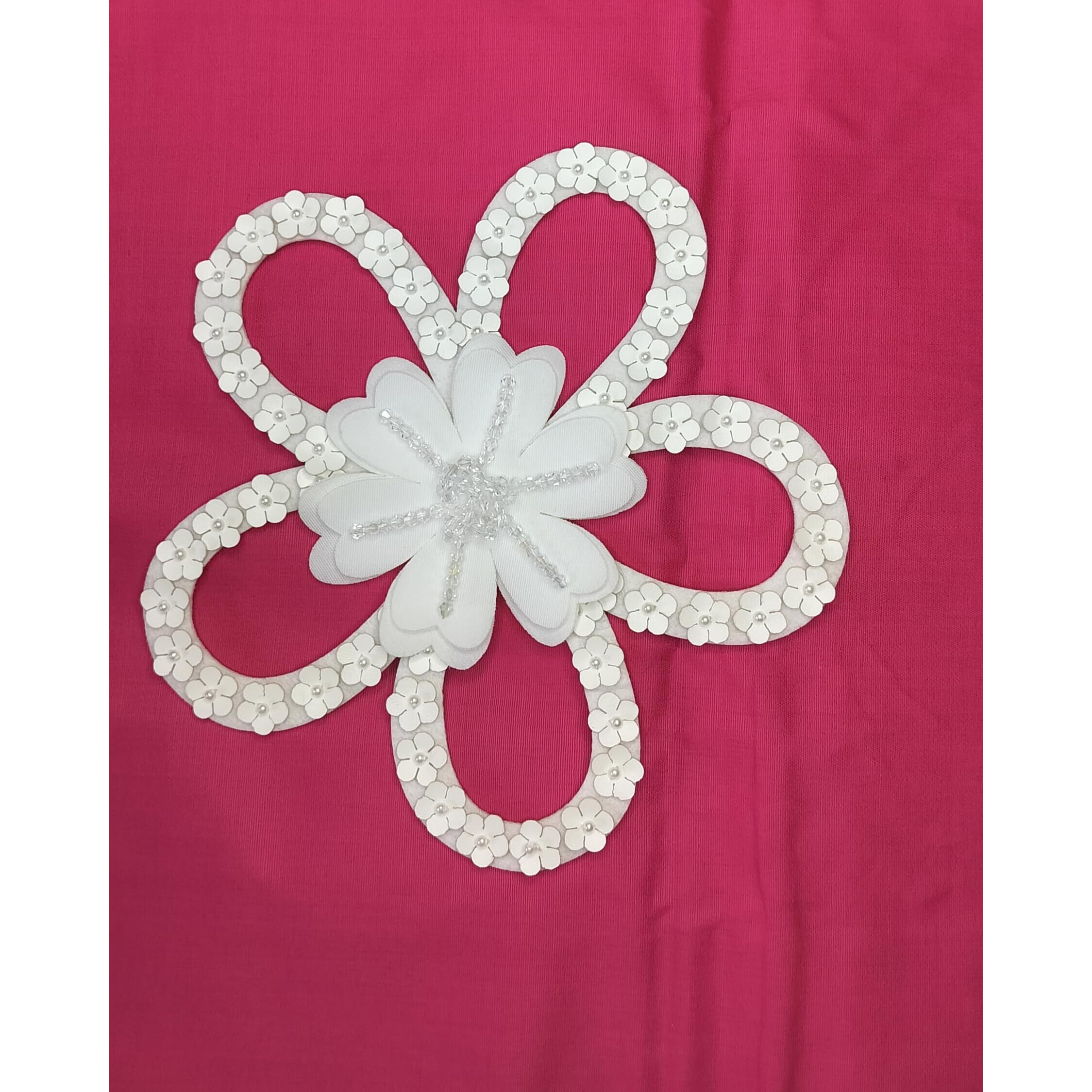 Sync Very Big White Patch Decoration 21 Cm Flower Patch For Clothes Stone Beads Flowers Craft Artificial Blouse Hair Dresses Dupatta Suits, Sarees Gowns 1 Piece Flower Diy Suits Dupatta Kurti