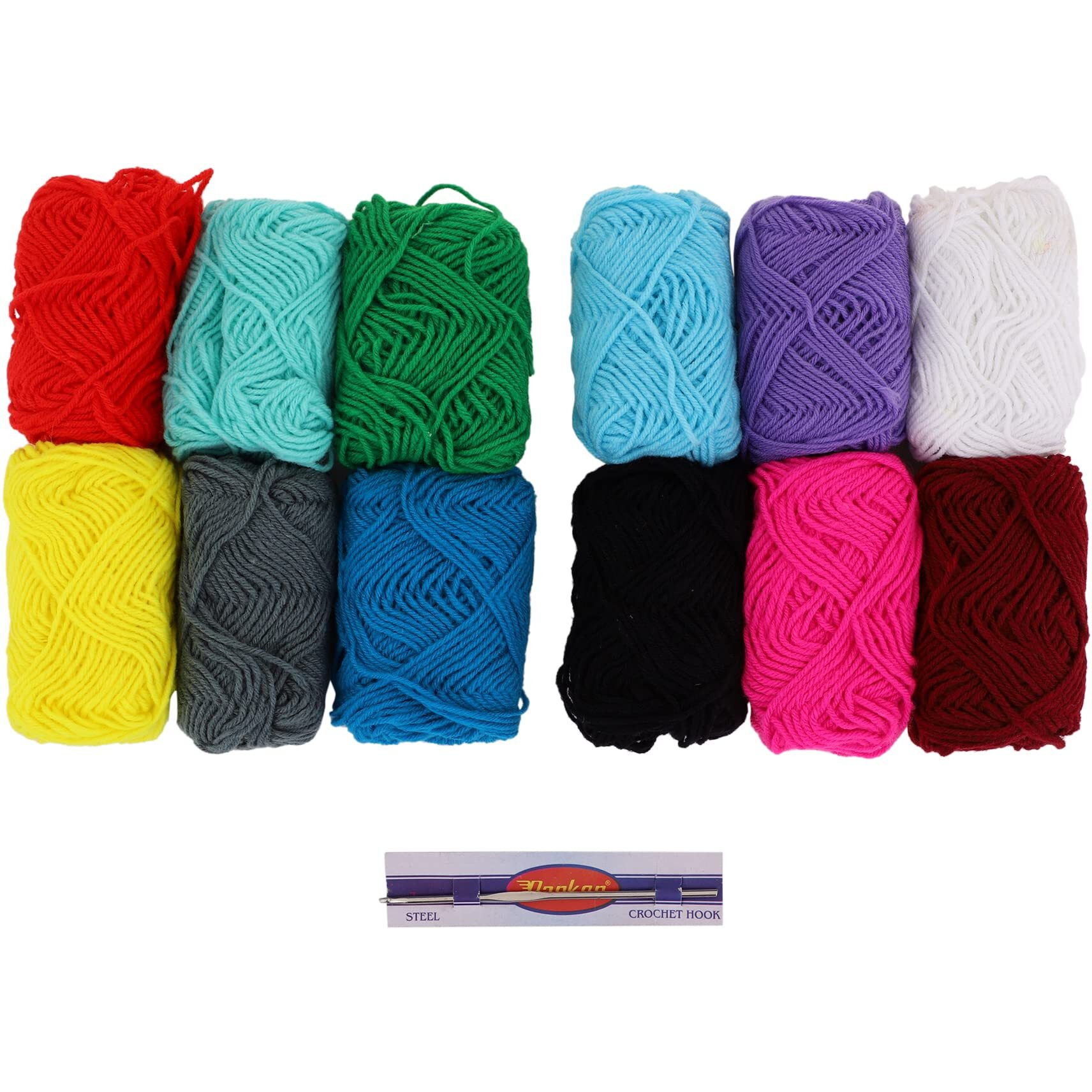 Tarni 12 Pcs Combo Wool Ball. Hand Knitting Art Craft Soft Fingering Crochet Hook Yarn, Needle Knitting Thread Dyed. (12 Pc Combo),25 Gram,Multicolor