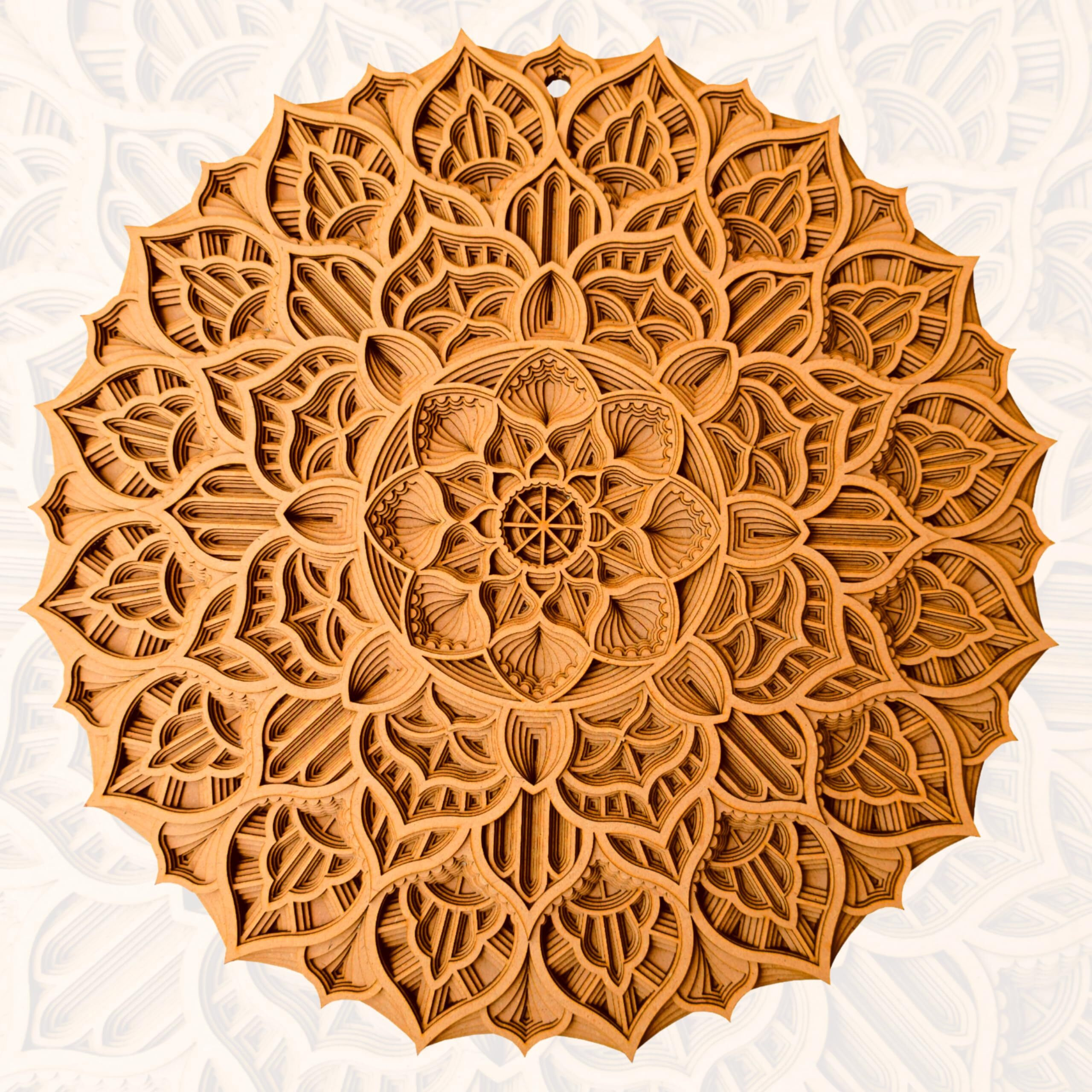 Gloridec Wooden Multilayered 3D Decorative Mandala Wall Decor | Decorative Round Mandla Wall Art For Living Room Wall Hanging Home Decor | Rm08 (12" X 12" Inch)
