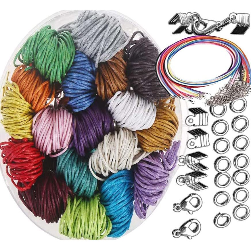 Diy Crafts 12 Mtr Kit, Random, 5X Necklace Sample 1-120 Yards Waxed Polyester Cord Thread Beading String For Bracelet Necklace Jewelry Making Macrame Supplies Lobst (12 Mtr Kit, Random)