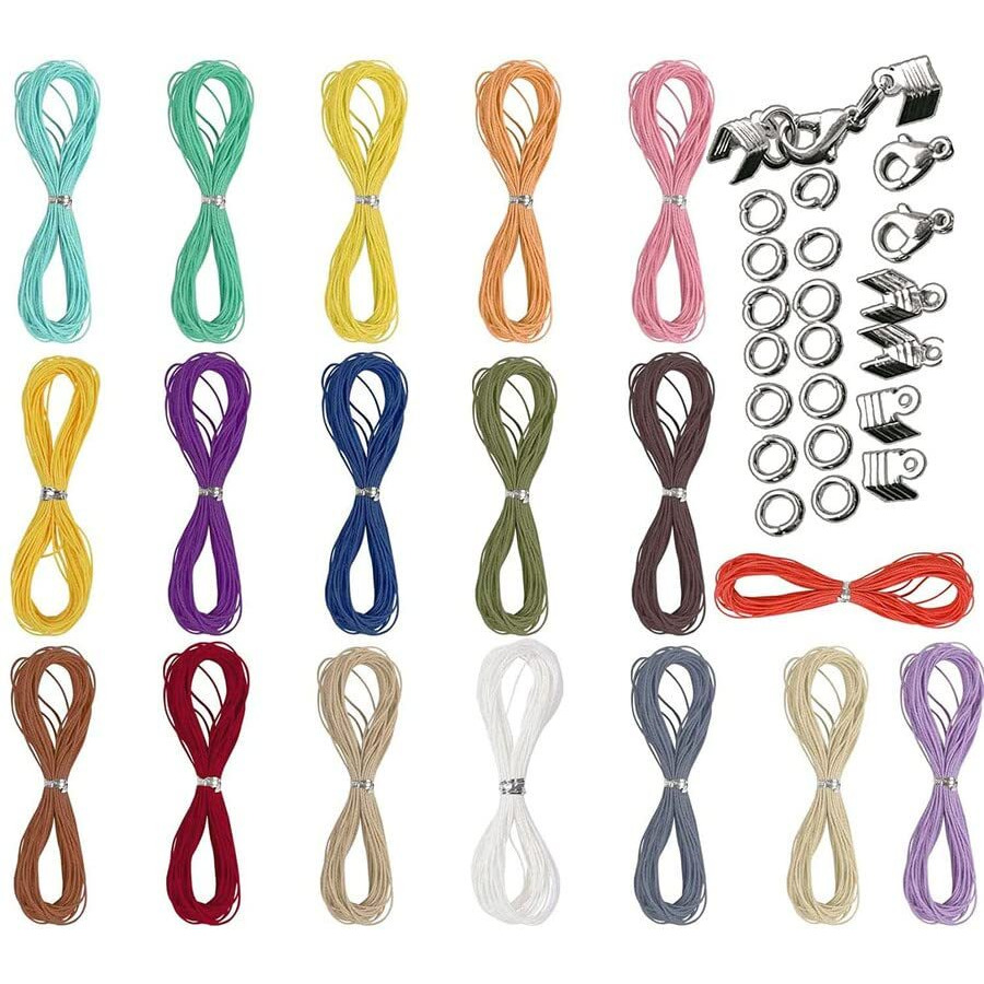 Diy Crafts 12 Mtr Kit, Random, 5X Necklace Sample 1-120 Yards Waxed Polyester Cord Thread Beading String For Bracelet Necklace Jewelry Making Macrame Supplies Lobst (12 Mtr Kit, Random)